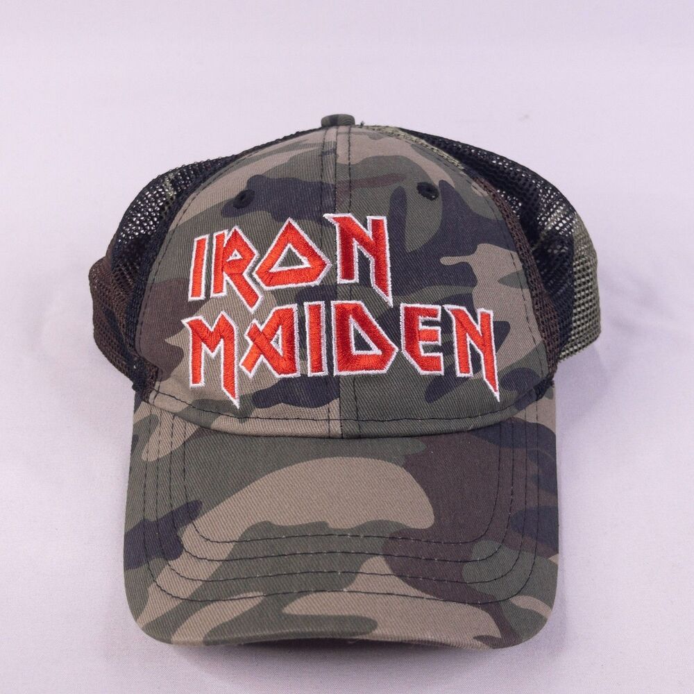 Official Iron Maiden Military Camo Trucker Hat Snapback Mesh Heavy Metal Cap